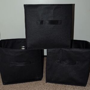 Set of Three Black Storage Bins